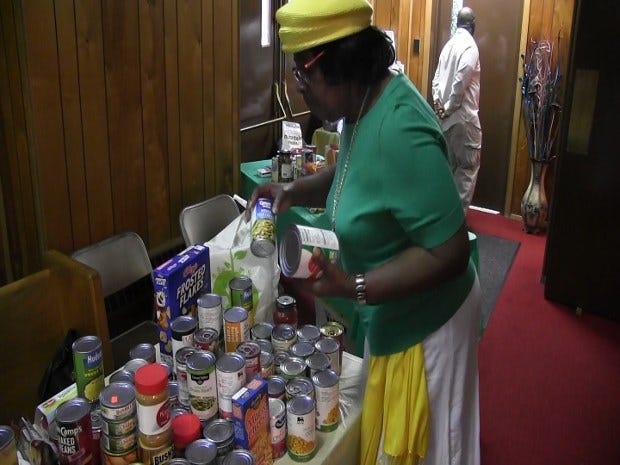 Volunteers during a food drive