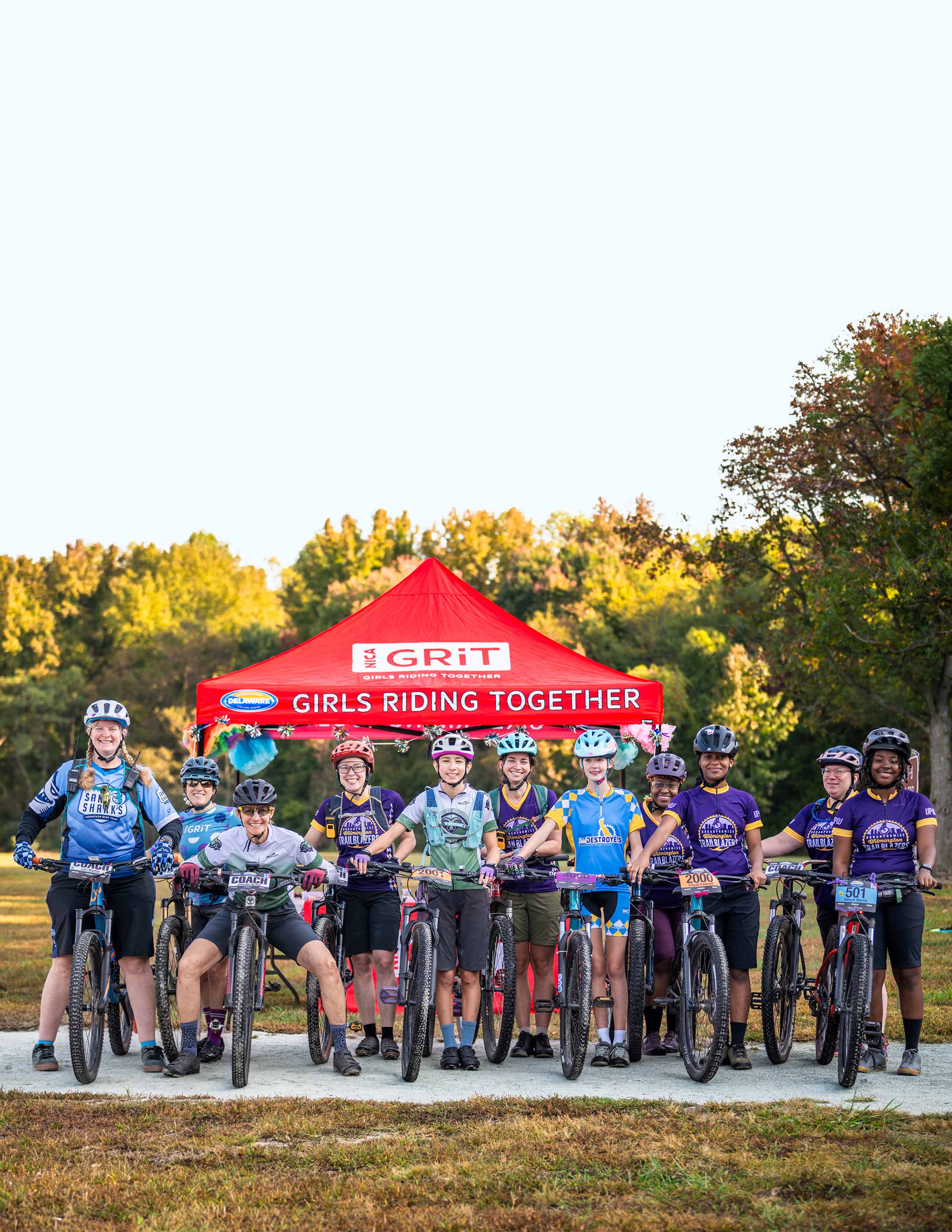 a group of youth biking in a competition.