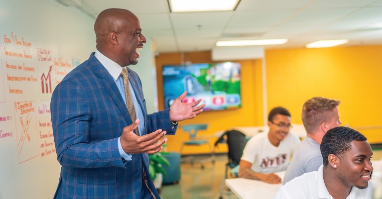 Delaware State University students and administrators participate in launching the Braven program.