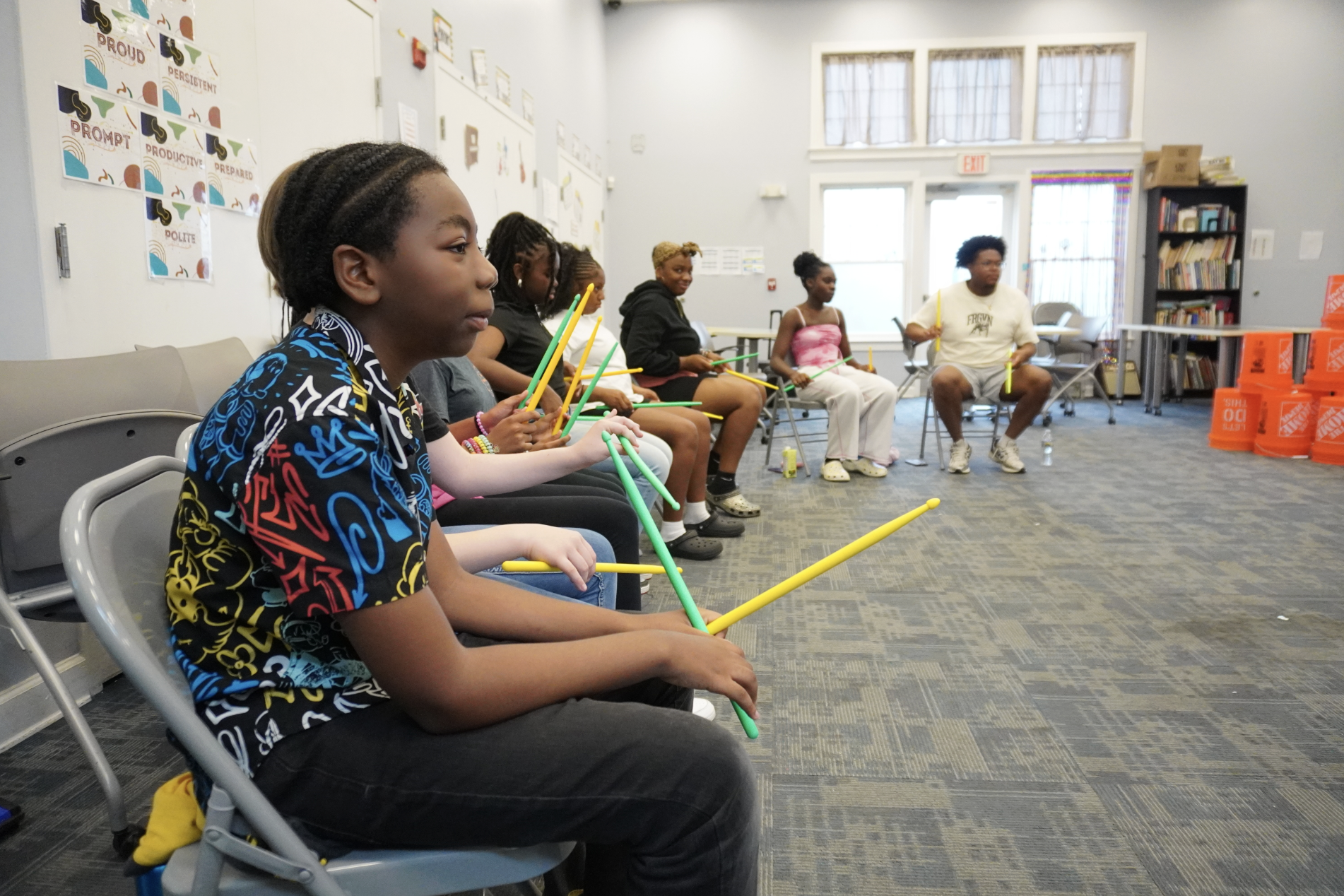 students playing in a circle