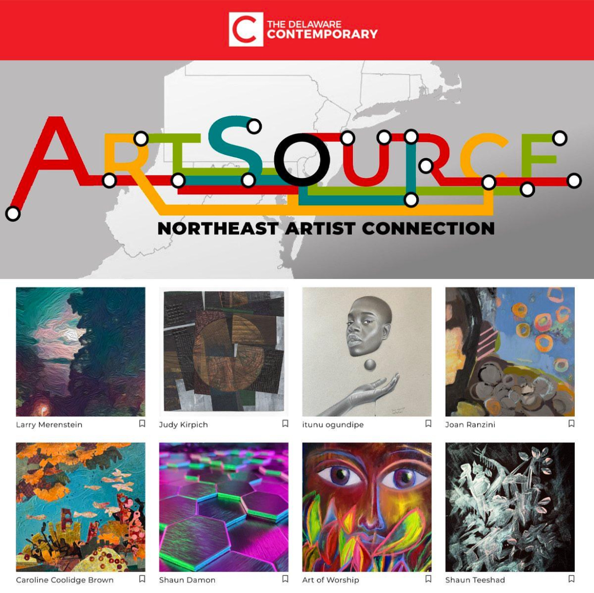 a screen display image of various art pieces on a website