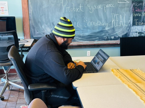 a student sitting in a classroom