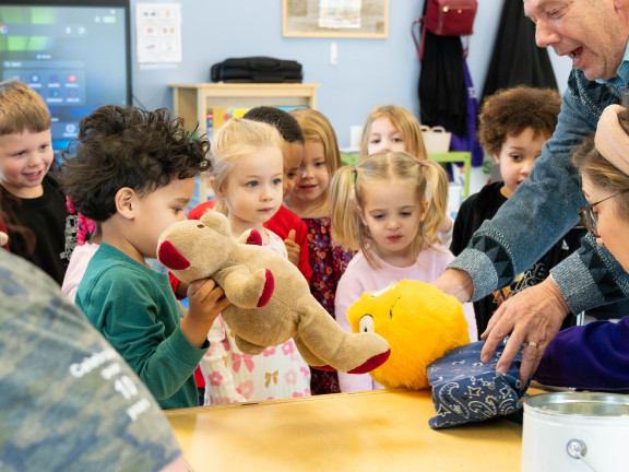 children playing with arts and crafts