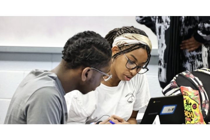 students working in a classroom