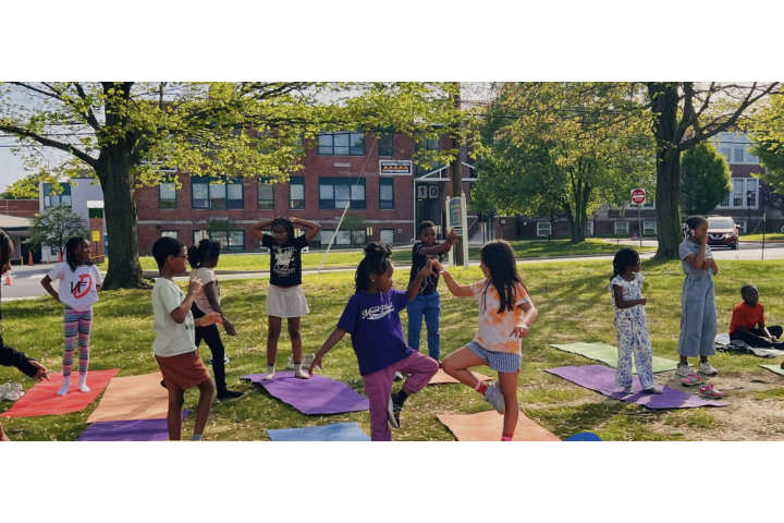 students playing in the park