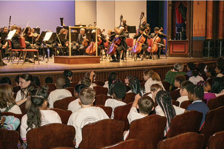 students watching a performance